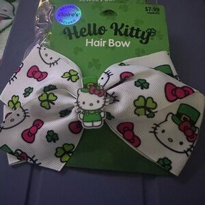 Hello Kitty Hair Bow - White and Green